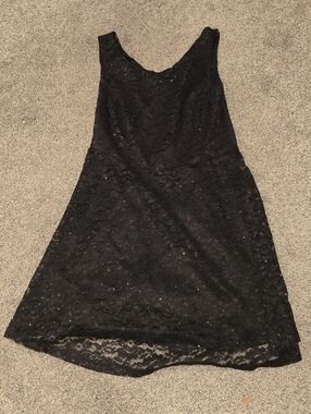 Classic Black Lace Sleeveless Dress Large Sparkle